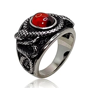 Gothic Punk Red Gem Cobra Snake Ring